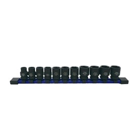 Astro Tools 78311 11-Piece 3/8" Drive 1/2 Size Socket Set - 9.5-19.5mm for Undersized, Swollen or Damaged Hardware