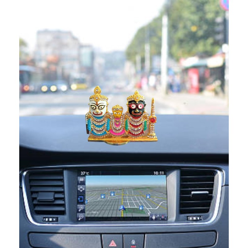 BEXCO Stone Studded Lord Jagannath, Balabhadra, Subhadra Idol with Sudarshan