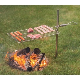 CAMPFIRE GRILL SET - Adjustable Stainless Steel 24" x 14" Cooking Surface Amish Handcrafted in USA