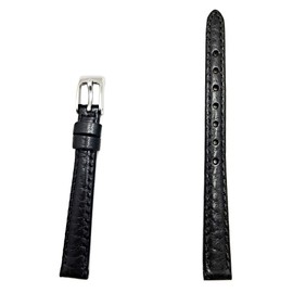 10mm Black Genuine Leather Watchband | Smooth, Lightly Padded Replacement Watchstrap that brings New Life to Any Watch (Womens Standard Length)
