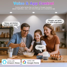 FLETERGIB 2 Inch Smart Recessed Lighting, 5W WiFi Dimmable LED Downlight, RGB Color Changing & CCT 2700K–6500K, Compatible with Alexa & Google Home, Round Recessed Ceiling Light with Driver (4 Pack)