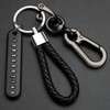 Zfseyuh Pack of 2 leather key fobs, black key rings