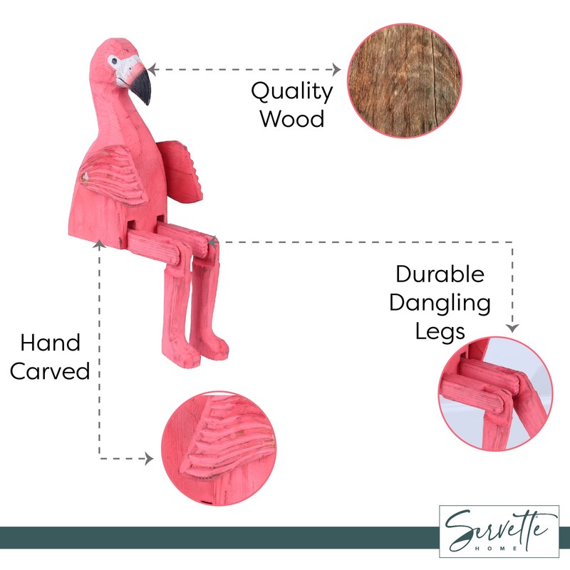 Flamingo Shelf Sitters with Dangling Legs for Home décor (Pink)