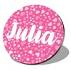 1 x Round Coaster - Name Julia Pink Hearts Love