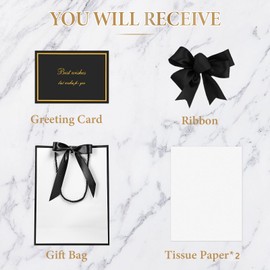 JMANNI Gift Bag, 1PCS Gift Bags Large with Ribbon and 1 Greeting Cards 2 Tissue Paper, Portable Paper Gift Bag with Handles, Birthday Gift Bags,Present Bags for Wedding Party Mothers Day12.6" x 9.8" x 3.9"(Black)