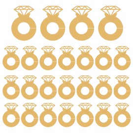 PATIKIL Diamantring Weinglas-Marker, 25 Stück Papier-Ring-Getränkeanhänger Cocktail Champagner Namensschild für Hochzeit Geburtstagsfeier Restaurant, Gold