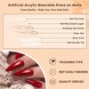 Tressora 24Pcs 3D Handmade Press on for Medium Pink Almond