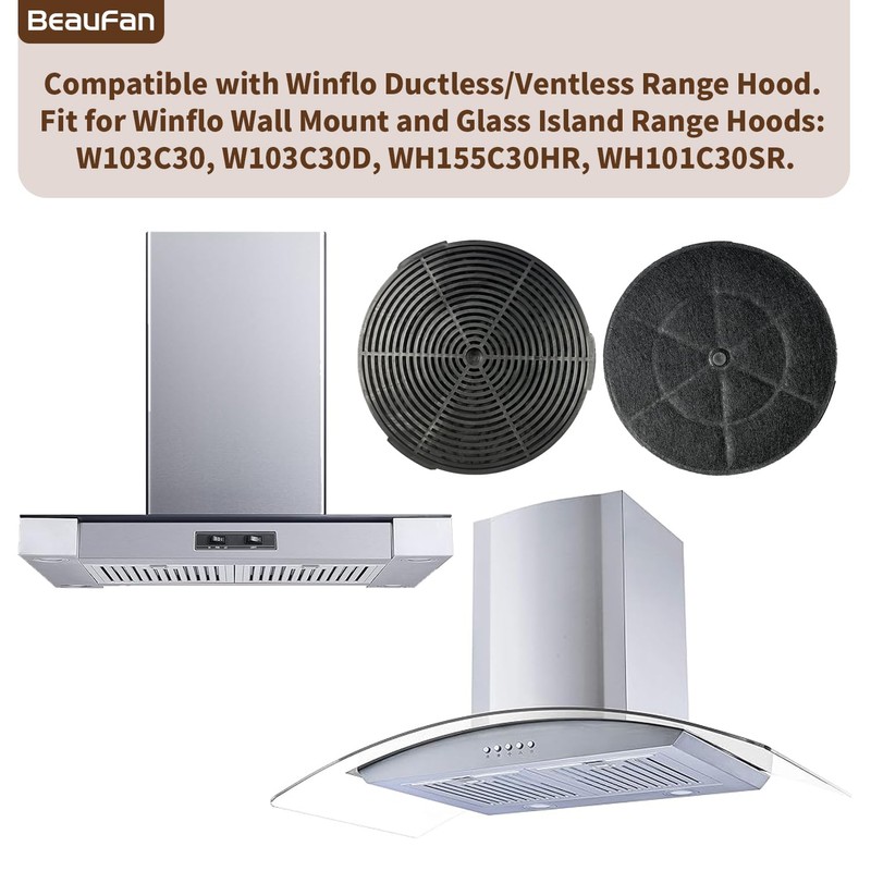 Beaufan WRHF005S2 Carbon Charcoal filters Fit for Winflo 30 In.