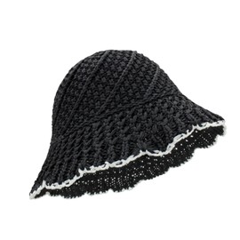 Feelorna Women’s Sun Hat, Foldable Packable Straw Hat Fashion Bucket Hat Breathable Summer Beach Hat for Travel Outdoor (Black)