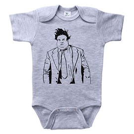 Funny Baby Onesie, Fat Man in A Little Coat, Chris Farley Inspired Baby Bodysuit (Grey Short Sleeve, Newborn)