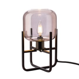 O'Bright Lumiere - Modern Smoked Glass Table Lamp with LED Bulb, E12 Base, Decorative Accent Lighting