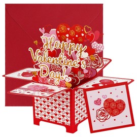 Koqye 3D Pop-Up Valentines Day Card, Love Pattern Box Greeting Cards with Note Card and Envelope for Anniversary Valentines Day (Model 2-3.5 * 3.5 inch)