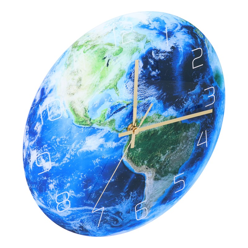 Earth Wall Clock Acrylic Silent Movement Accurate Cutting Stable Non