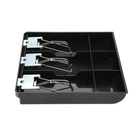 Black White Cash Register Insert Tray 3 Slots Cash Box Money Drawer Replacement Cashier with Metal Clip(Black)