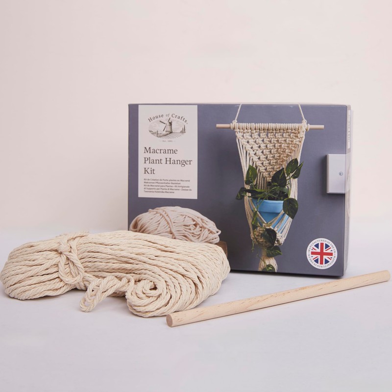 House Of Crafts Macrame Plant Hanger, Single Craft Kit, Natural,