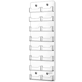 Lincia Acrylic Business Card Holder Wall Mount Clear Sticker Display Rack Multiple Card Holders Clear Acrylic Card Organizing Sticker Display Stand Pre Drilled Acrylic Display (16 Pocket)