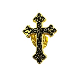 Gold Tone Christian Cross Metal Pin Brooch Pin 20mm Wide 30mm High Aluminium, Aluminium