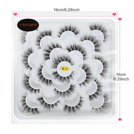 Natural-Looking False Eyelashes, Synthetic Fibres, Long and Large Eyelashes, 10 Pairs (B13 11 x 15 x 13 mm)