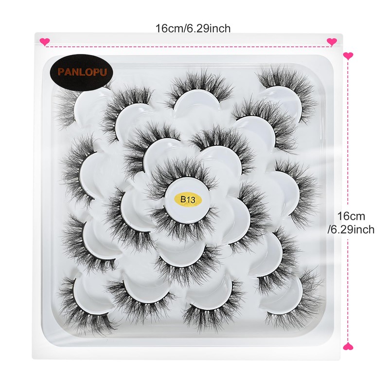 Natural-Looking False Eyelashes, Synthetic Fibres, Long and Large Eyelashes, 10