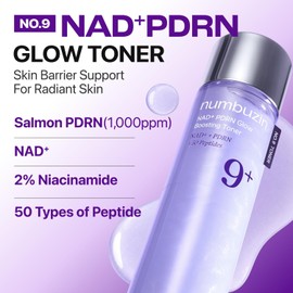 numbuzin Tóner No.9 NAD+ PDRN - Tónico que aumenta el brillo Brillante, reafirmante, hidratante, elasticidad, arrugas, líneas finas, cuidado de la piel coreano Salmón PDRN, péptidos, NAD