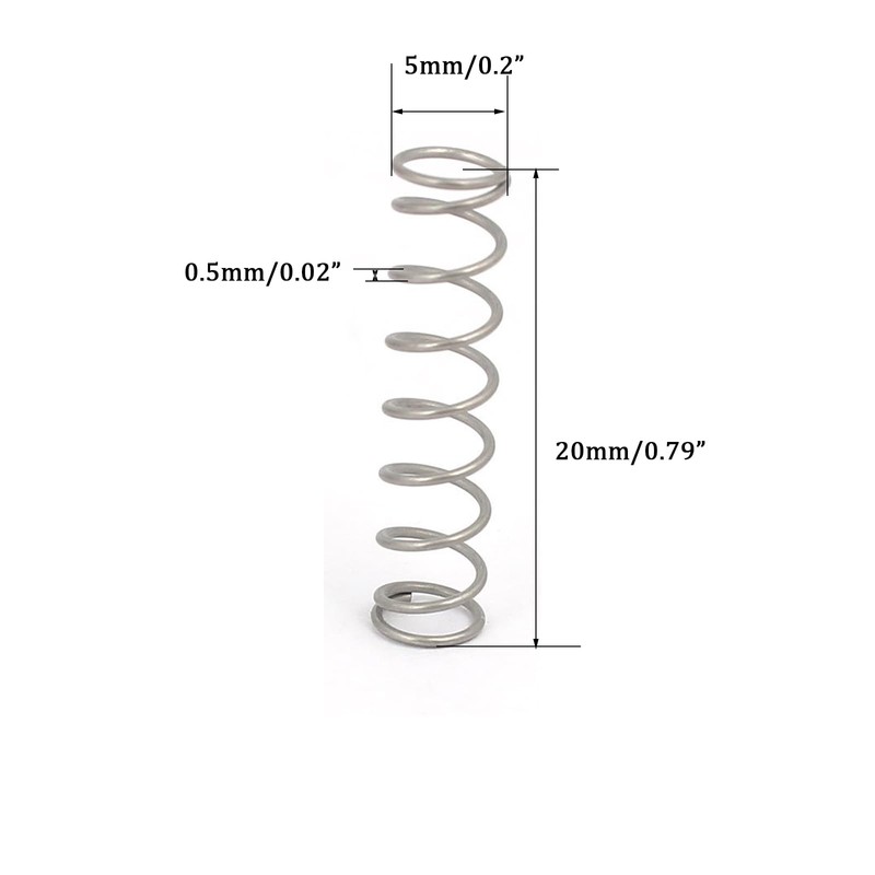TA-VIGOR 10Pcs Extended Compressed Spring, 5mm OD,0.5mm Wire Size,20mm Length