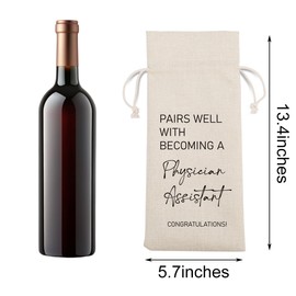 Physician Assistant Gifts Wine Bag for Women Men Graduation Gifts for Medical Assistant PA Students Pairs Well with Becoming A Physician Assistant Wine Bottle Bag for PA School Graduation Party Decor