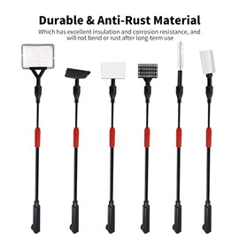 SVECKE Fish Tank Cleaning Tools, 6 in 1 Aquarium Cleaning Tools, Tank Cleaner with Adjustable Long Telescopic Handle,Multifunction Aquarium Cleaner for Saltwater Freshwater Tank Cleaning Kit