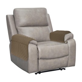uxcell 2 PCS Armrest Covers, Couch Arm Cover Furniture Protect Slide Recliner Chair Armchair Covers with Side Storage Pocket for Sofa Recliner, Camel