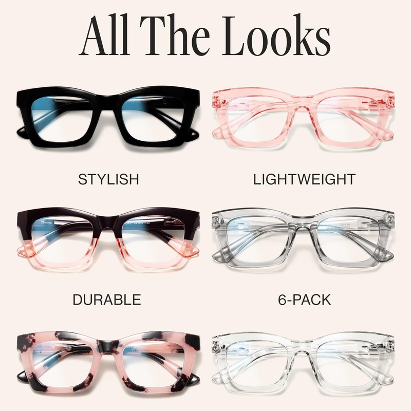 CCVOO Reading Glasses for Women, Stylish Eyeglasses, Blue Light Readers