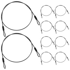 M METERXITY 10-Pack Security Cable Lock, 1FT 3mm PVC Coated Stainless Steel Luggage Lock Wire Rope with Double Loop for Travel/Gate/Bike, Cut-Resistant Braided Steel Cable [Black]