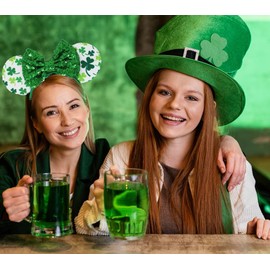 Hofar St. Patrick's Day Headband for Women Green Shamrock Headband Embellished Beer Headband Celebration Party Hairbands, Lucky bow B