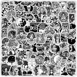 BDSHUNBF 100 PCS Gothic Stickers, Skull Stickers, Black White Skull Stickers, Horror Thriller Stickers, Waterproof Vinyl Stickers, for Water Bottle Skateboard Laptop Guitar