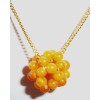 MEI BALTIC AMBER 3MM BEADS WOVEN BALL PENDANT W/16" GF