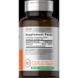 Horbäach Vitamin B6 50mg | 250 Tablets | Non-GMO & Gluten Free Supplement | by Horbaach