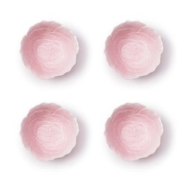Two's Company Flower Tidbit Bowl, 6-inches Diameter, Porcelain, Pink, Set of 4, Home Décor