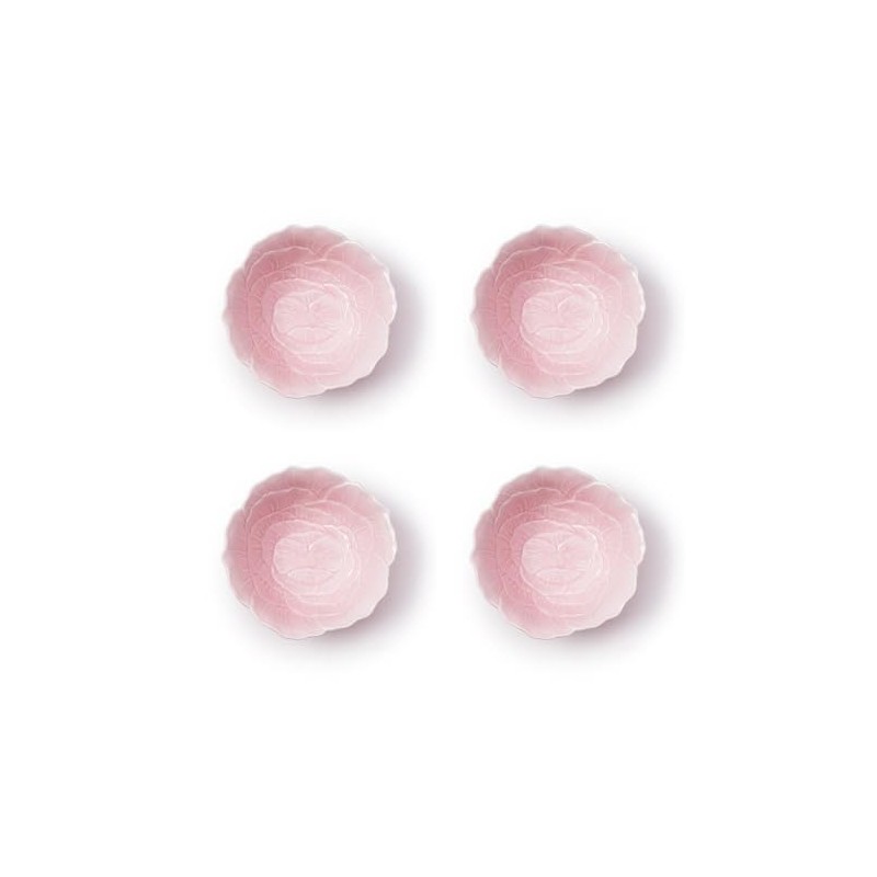 Two's Company Flower Tidbit Bowl, 6-inches Diameter, Porcelain, Pink, Set