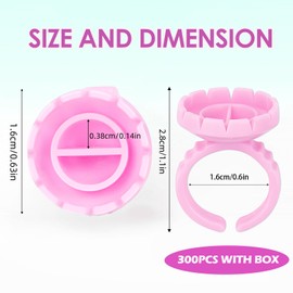 Lash Glue Rings 300pcs Glue Rings for Eyelash Extensions with Box Disposable Lash Glue Holder Round Shaped Lash Rings for Eyelash Extension Supplies Nail Art