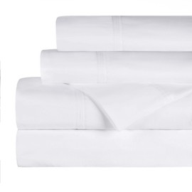 Superior Organic Cotton 300 Thread Count Fitted Sheet, Deep Pocket Fitted Sheet, Percale Weave, Cute Bedding Decor, Basic Bedsheets, Neutral Bed Cover, Home, Bedroom, Hotel, Full, White