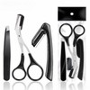 Eyebrow & Body Hair Grooming Set: Thinning Shears, Razor, Tweezers for Men & Women Brazilian Black 4ea