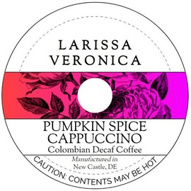 Pumpkin Spice Cappuccino Colombian Decaf Coffee (Single Serve K-Cup Pods) (Gourmet, Naturally Flavored, Whole Coffee Beans) (12 pods, ZIN: 578156) - 2 Pack
