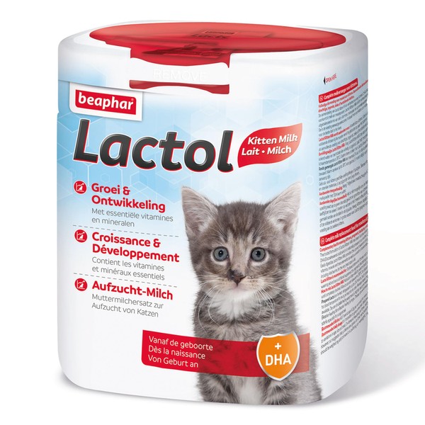 Beaphar - LACTOL Kitten Formula Powder - Enriched with DHA - High Quality Protein Source - For Unweaned Kittens, Gestant or Breastfeeding Female and Elderly or Sick Cat - 500g