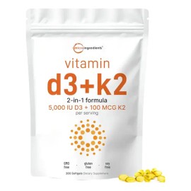 Microingredients Vitamina Mk7 100mcg 5000iu 300 Capsulas Sabor