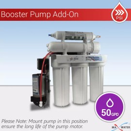 MaxWaterFlow.com Reverse Osmosis RO Booster Pump Kit  50-75 GPD Shutoff & Low Switches w/ Bracket
