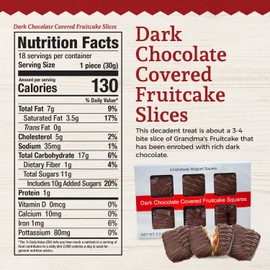 Beatrice Bakery Co Grandma's Original Individually Wrapped Fruitcake Slices, Real Fruit and Nuts Freshly Made, Brandy, Bourbon and Rum Fruitcake, Est. 1917 (5.5 Ounce Box, Dark Chocolate)