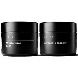Lumin - Set Fundamental de Limpieza e Hidratación Facial para Hombres - Incluye Bálsamo Hidratante y Limpiador Facial de Carbón - Limpia, protege y combate los signos del envejecimiento – Duración 2 meses de uso diario