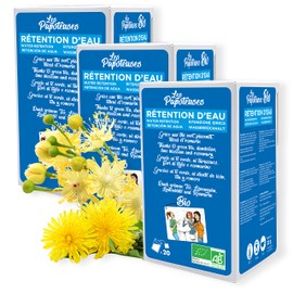 LES PAPOTEUSES Organic Water Retention Infusion with Green Tea, Dandelion, Lime Blossom and Rosemary | 60 Tea Bags | Infusion Set with 3 Boxes of 20 Bags | Certified Organic