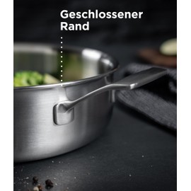 KUHN RIKON Culinary Fiveply Casserole Pot, 18cm/2.5L Oven Proof Cooking Pan with Stainless Steel Lid. Induction Casserole Dishes. Dishwasher Safe Cookware Guarantee