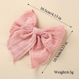Esumun Cotton Muslin 4.5Inch Hair Bow Clips 8Pcs Set, Big Bow Alligator clips, Hair Accessories for Thin Thick Hair Toddler School Teen Baby Girls