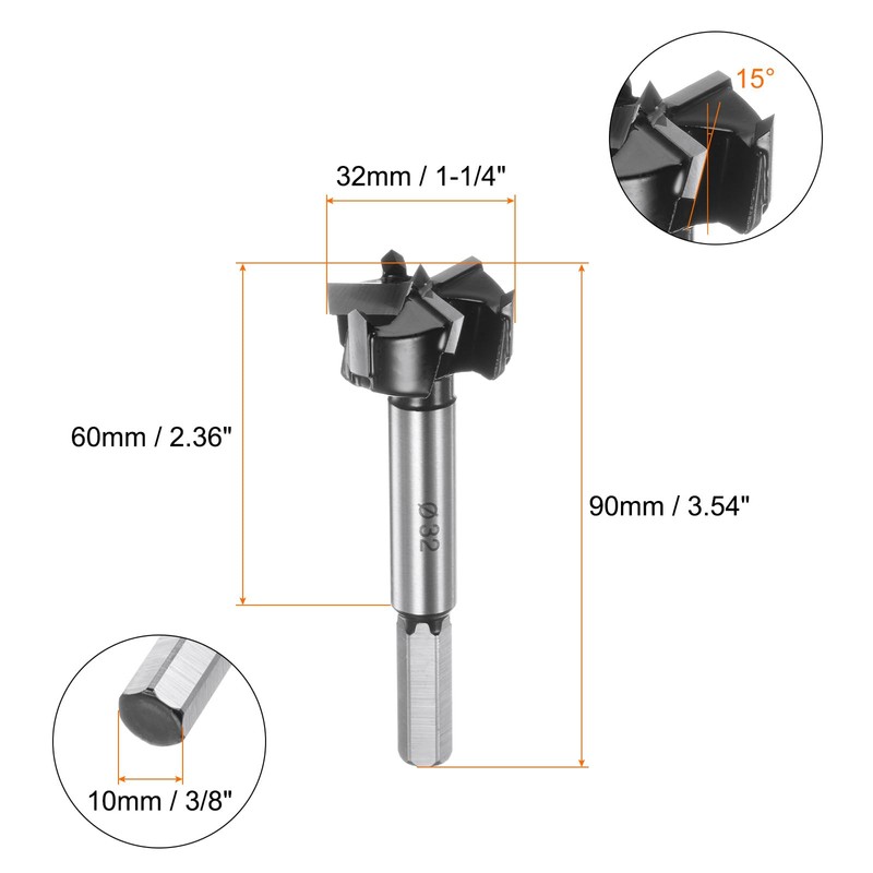 QUARKZMAN Forstner Drill Bit 32 mm (1-1/4 Inch) Tungsten Carbide