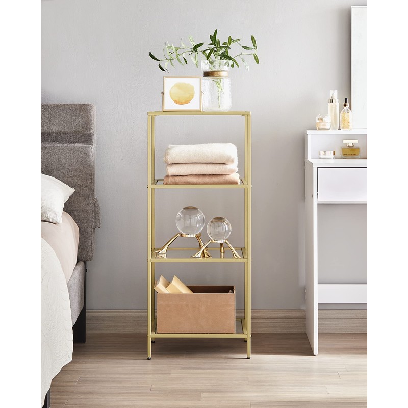 VASAGLE Bookcase, 4-Tier Bookshelf, Slim Shelving Unit for Bedroom, Bathroom,
